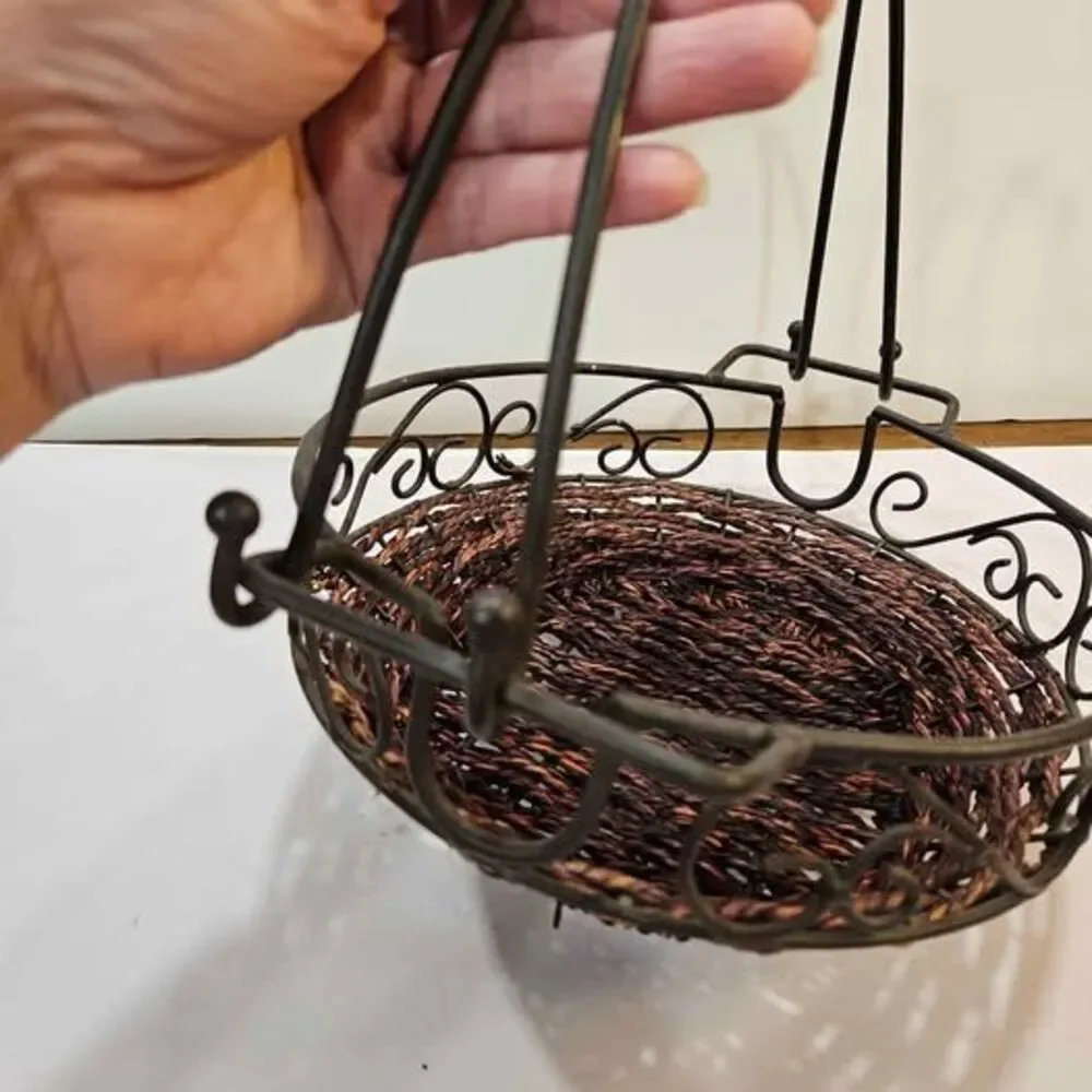Decorative Metal Basket with Woven Base